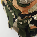 VALENTINO Studs Camouflage Rugzak Nylon Khaki Goud Auth bs35140-16