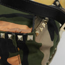 VALENTINO Studs Camouflage Rugzak Nylon Khaki Goud Auth bs35140-17