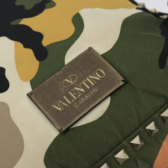 VALENTINO Studs Camouflage Rugzak Nylon Khaki Goud Auth bs35140