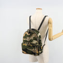 VALENTINO Studs Camouflage Rugzak Nylon Khaki Goud Auth bs35140-26