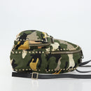 VALENTINO Studs Camouflage Rugzak Nylon Khaki Goud Auth bs35140-3
