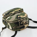 VALENTINO Studs Camouflage Rugzak Nylon Khaki Goud Auth bs35140-6