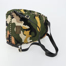VALENTINO Studs Camouflage Rugzak Nylon Khaki Goud Auth bs35140-9