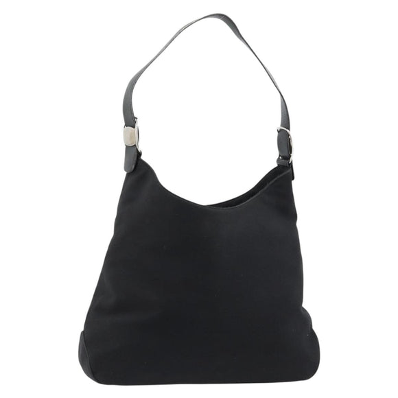 Salvatore Ferragamo Vala Shoulder Bag Canvas Black Silver Auth bs35141