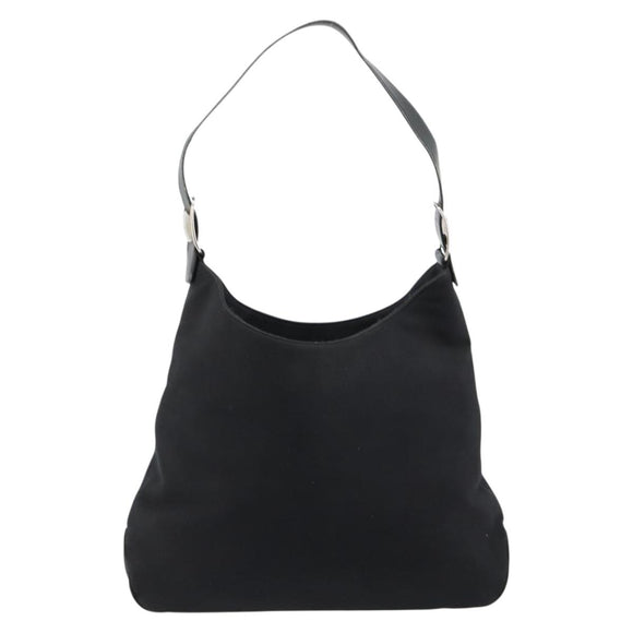 Salvatore Ferragamo Vala Shoulder Bag Canvas Black Silver Auth bs35141