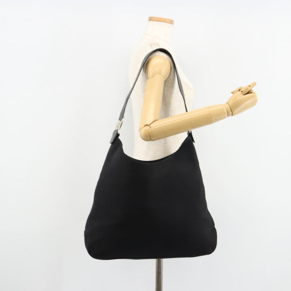 Salvatore Ferragamo Vala Shoulder Bag Canvas Black Silver Auth bs35141