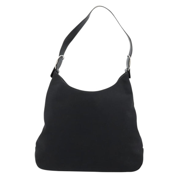 Salvatore Ferragamo Vala Shoulder Bag Canvas Black Silver Auth bs35141