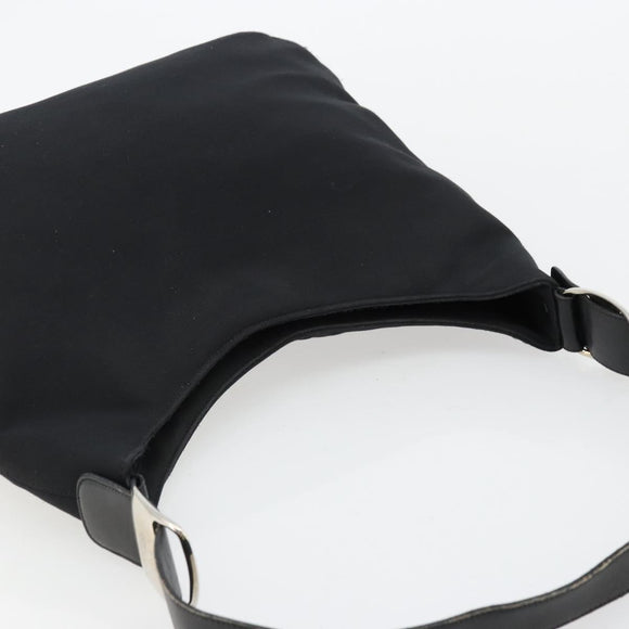 Salvatore Ferragamo Vala Shoulder Bag Canvas Black Silver Auth bs35141