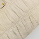 PRADA Hand Bag Leather Ivory Gold Auth bs35142-9