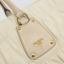 PRADA Hand Bag Leather Ivory Gold Auth bs35142-18