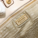PRADA Hand Bag Leather Ivory Gold Auth bs35142-19