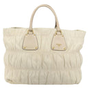 PRADA Hand Bag Leather Ivory Gold Auth bs35142-13