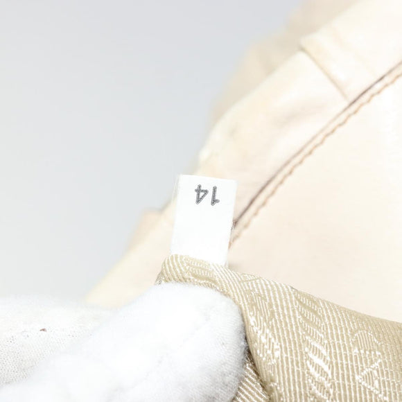 PRADA Hand Bag Leather Ivory Gold Auth bs35142