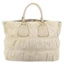 PRADA Hand Bag Leather Ivory Gold Auth bs35142-2