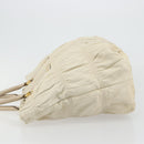 PRADA Hand Bag Leather Ivory Gold Auth bs35142-4