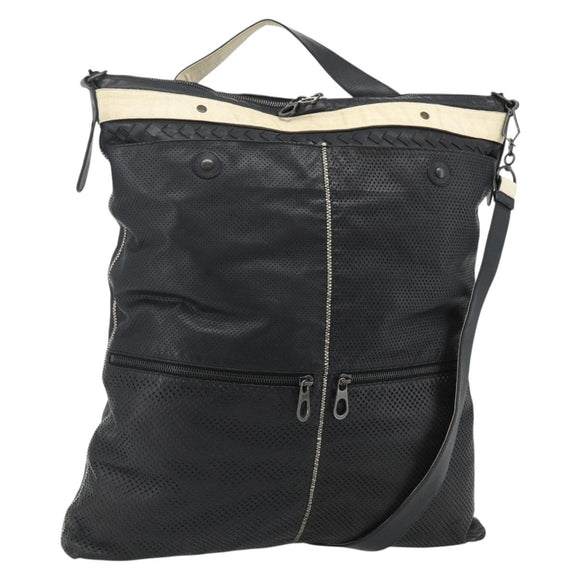 BOTTEGA VENETA INTRECCIATO Shoulder Bag Leather 2way Black Auth bs35143