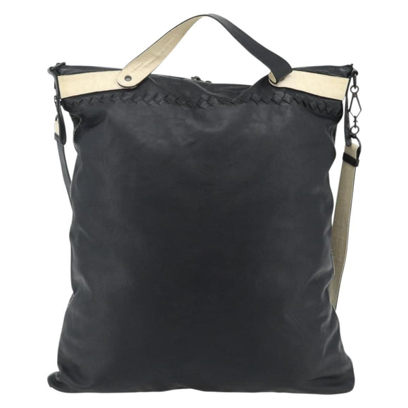 BOTTEGA VENETA INTRECCIATO Shoulder Bag Leather 2way Black Auth bs35143