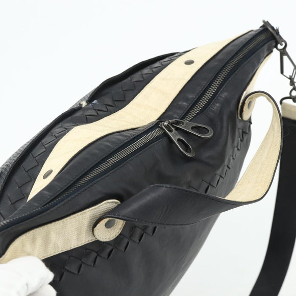 BOTTEGA VENETA INTRECCIATO Shoulder Bag Leather 2way Black Auth bs35143