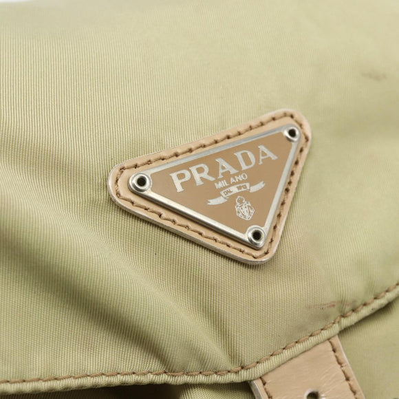 PRADA Rugzak Nylon Kaki Zilver Auth bs35144