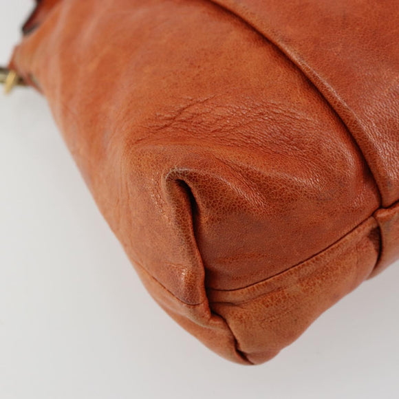 Chloe Eloise Hand Bag Leather Orange Gold Auth bs35145