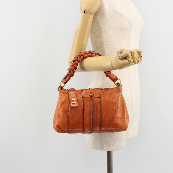 Chloe Eloise Hand Bag Leather Orange Gold Auth bs35145