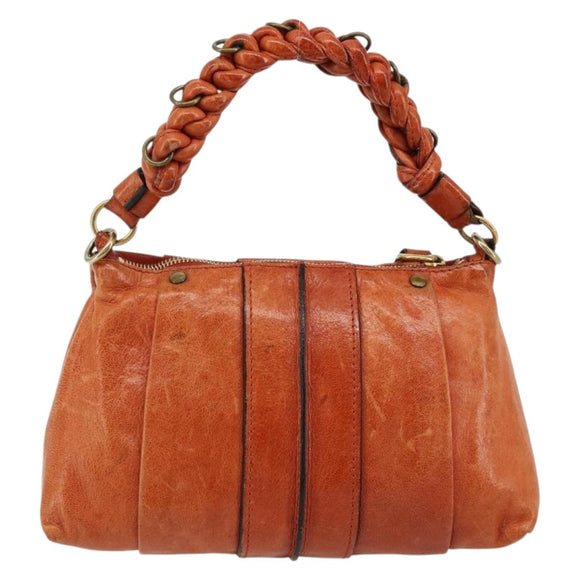 Chloe Eloise Hand Bag Leather Orange Gold Auth bs35145