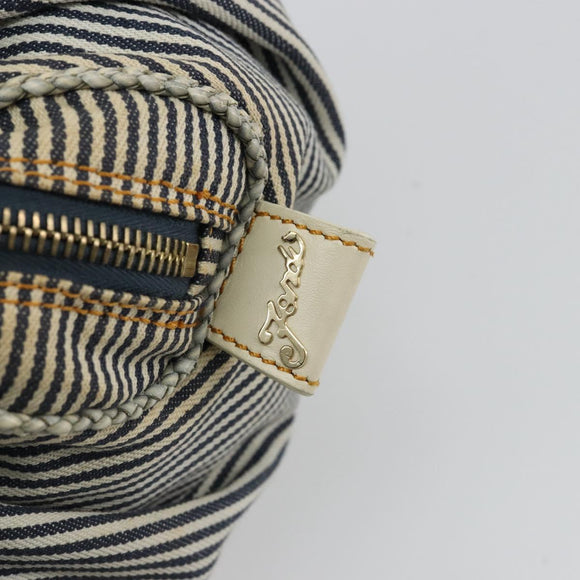 FENDI Spy Handtas Canvas Navy Goud Auth bs35147A