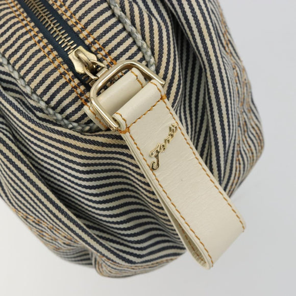 FENDI Spy Handtas Canvas Navy Goud Auth bs35147A