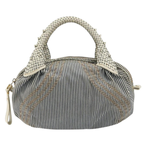 FENDI Spy Handtas Canvas Navy Goud Auth bs35147A