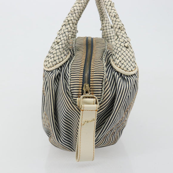 FENDI Spy Handtas Canvas Navy Goud Auth bs35147A