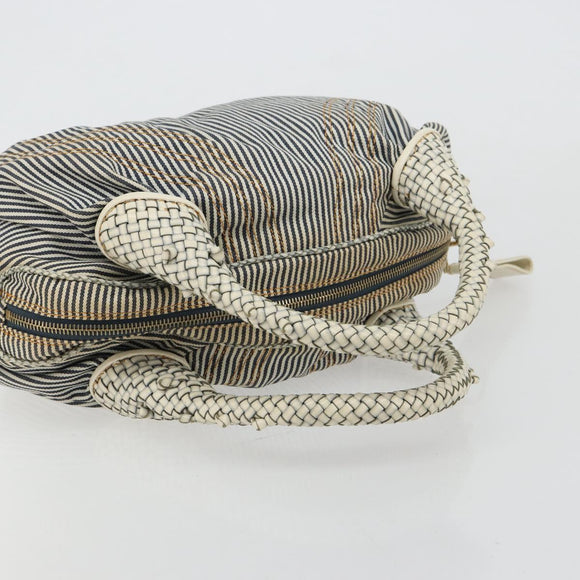 FENDI Spy Handtas Canvas Navy Goud Auth bs35147A