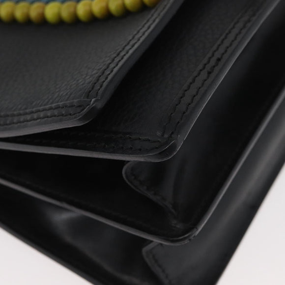 BURBERRY Clutch Bag Leather Black Gold Auth bs35150