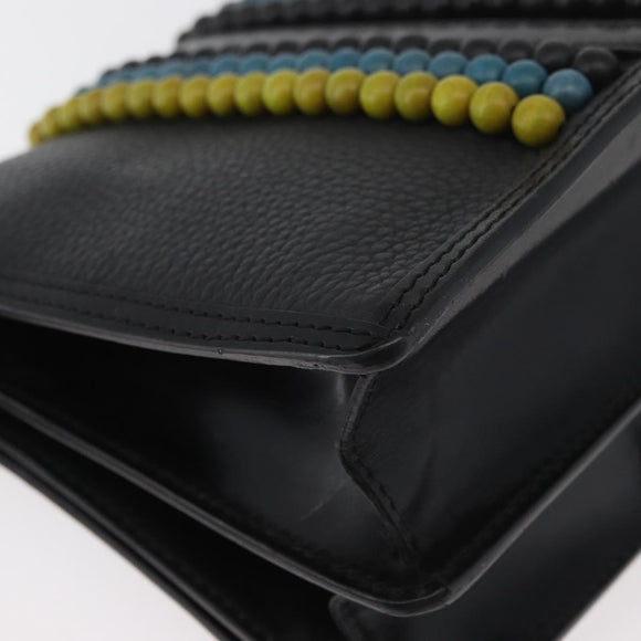 BURBERRY Clutch Bag Leather Black Gold Auth bs35150