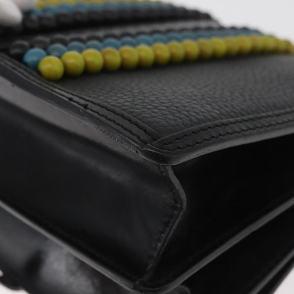 BURBERRY Clutch Bag Leather Black Gold Auth bs35150