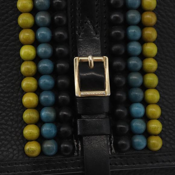 BURBERRY Clutch Bag Leather Black Gold Auth bs35150