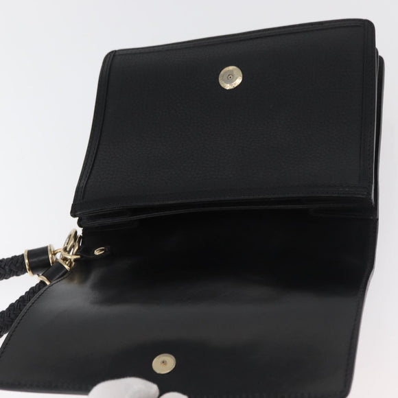 BURBERRY Clutch Bag Leather Black Gold Auth bs35150