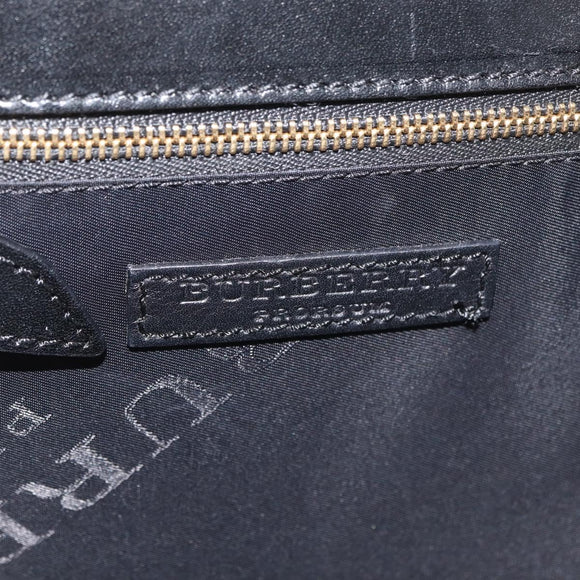 BURBERRY Clutch Bag Leather Black Gold Auth bs35150