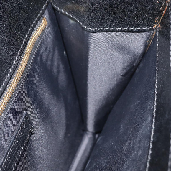 BURBERRY Clutch Bag Leather Black Gold Auth bs35150