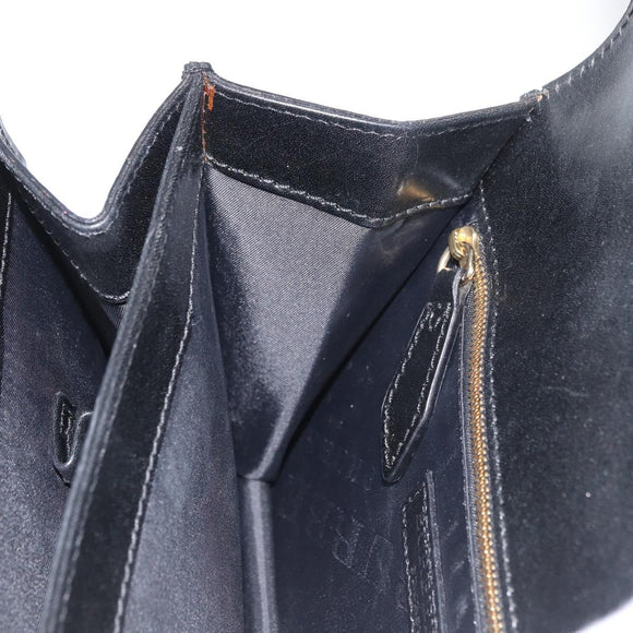 BURBERRY Clutch Bag Leather Black Gold Auth bs35150