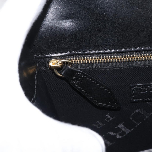 BURBERRY Clutch Bag Leather Black Gold Auth bs35150