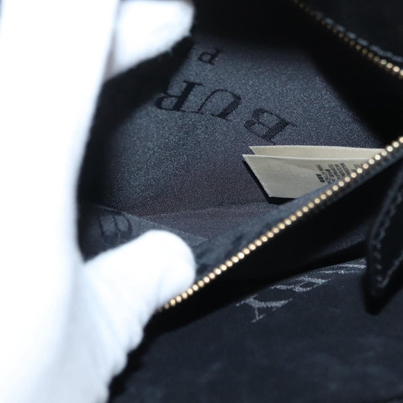 BURBERRY Clutch Bag Leather Black Gold Auth bs35150