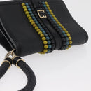 BURBERRY Clutch Bag Leather Black Gold Auth bs35150-6
