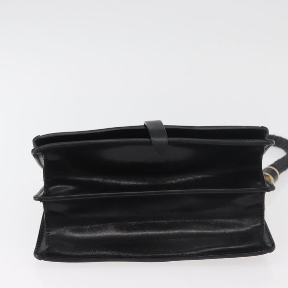 BURBERRY Clutch Bag Leather Black Gold Auth bs35150