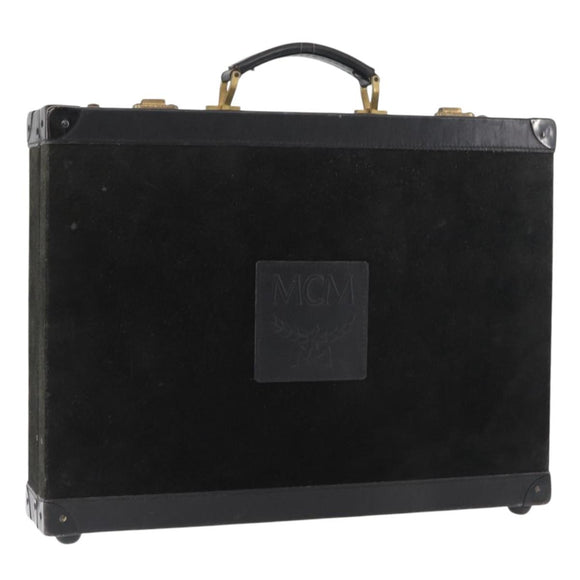MCM Trunk Suède Zwart Goud Auth bs35151
