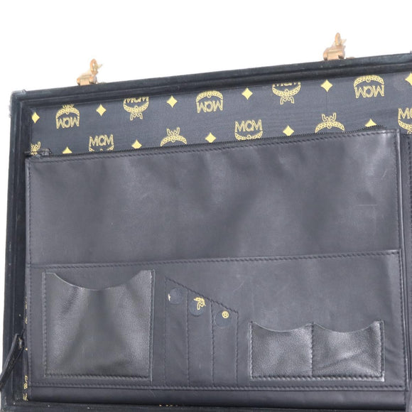 MCM Trunk Suède Zwart Goud Auth bs35151