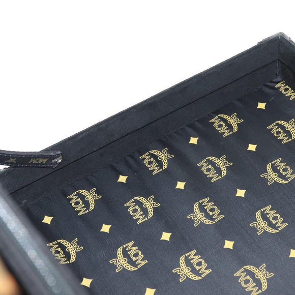 MCM Trunk Suède Zwart Goud Auth bs35151
