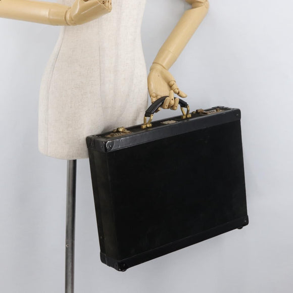 MCM Trunk Suède Zwart Goud Auth bs35151
