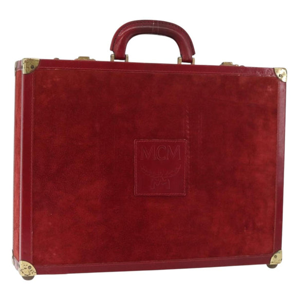MCM Trunk Suede Red Gold Auth bs35152