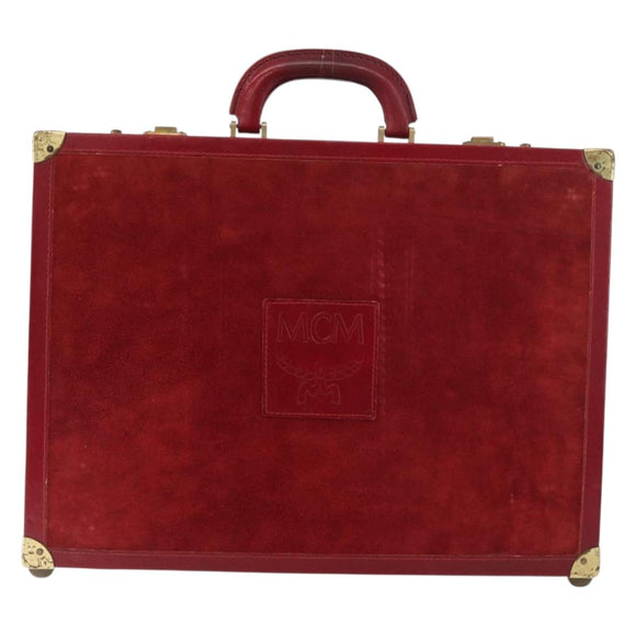 MCM Trunk Suede Red Gold Auth bs35152
