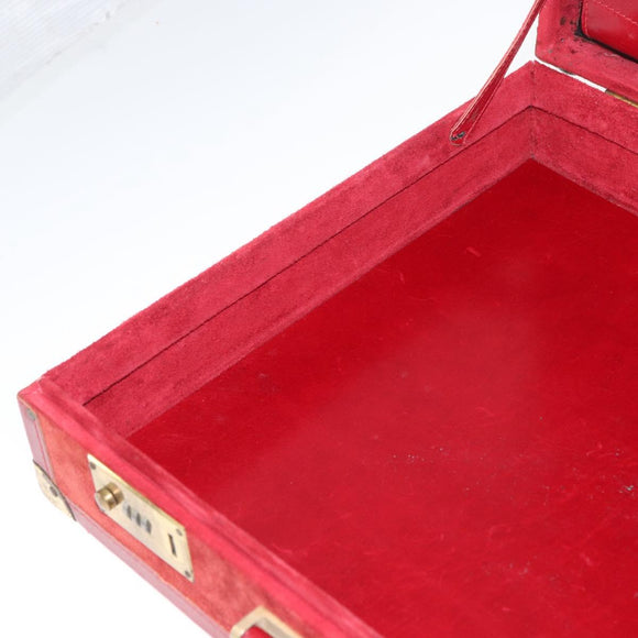 MCM Trunk Suede Red Gold Auth bs35152